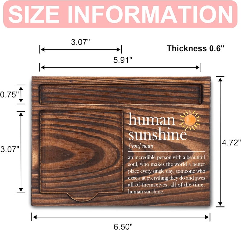 FTONENI Human Sunshine Gifts, Appreciation Gifts, Thank You Gifts, Sticky Note Holder, Post-it Note Dispenser for Desk, Wooden Post-it Note & Pen Holder 6.5" x 4.7" - FTA106 - Image 2